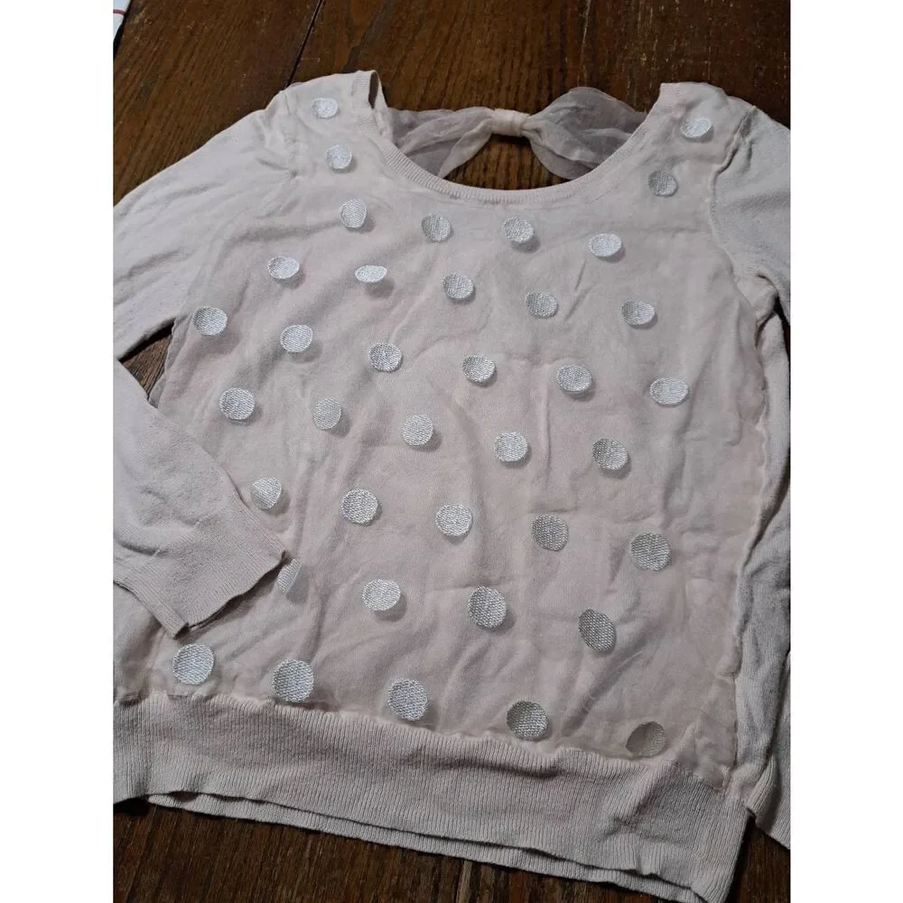 Medium Lauren Conrad Cream Ivory Long Sleeve Knit Pullover Bow Sweater